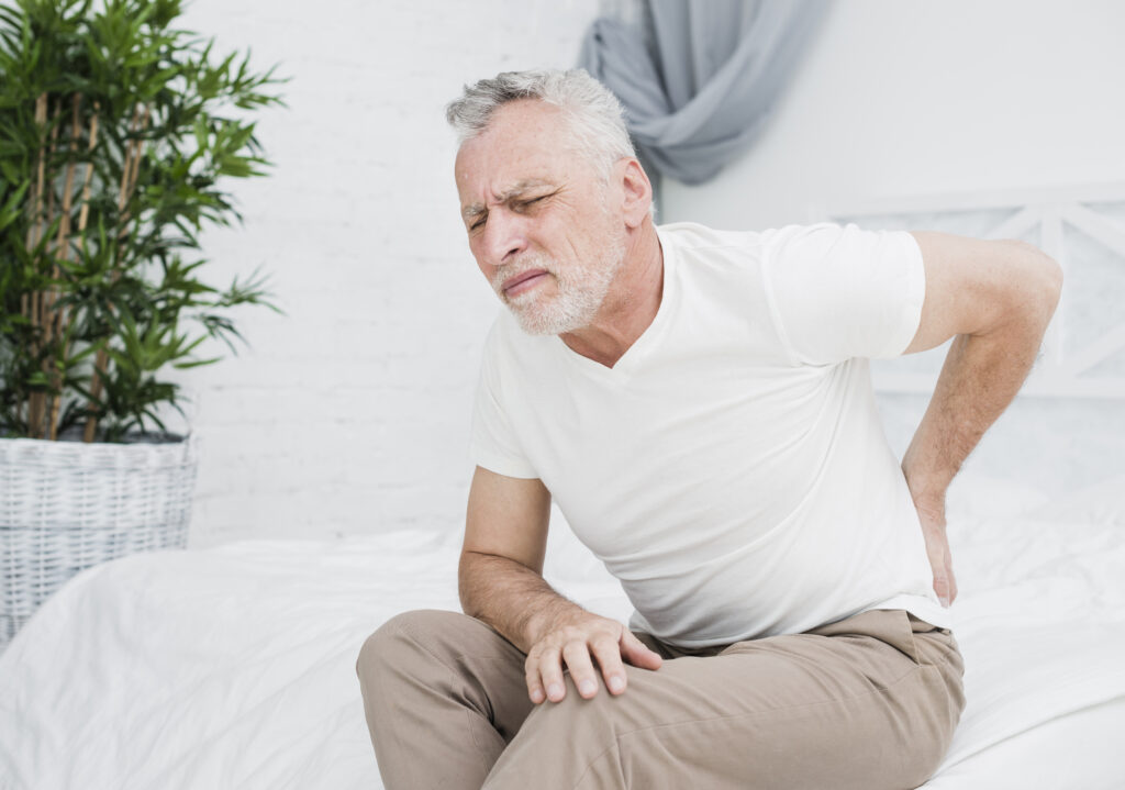 Sessão de fisioterapia para dor lombar com exercícios de mobilidade